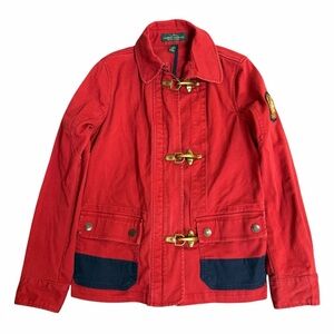 Vintage Ralph Lauren Womens Red Canvas Fireman Jacket Size Small